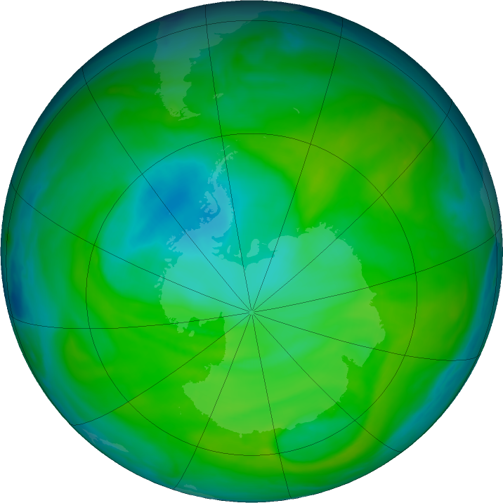 Antarctic ozone map for 10 December 2018